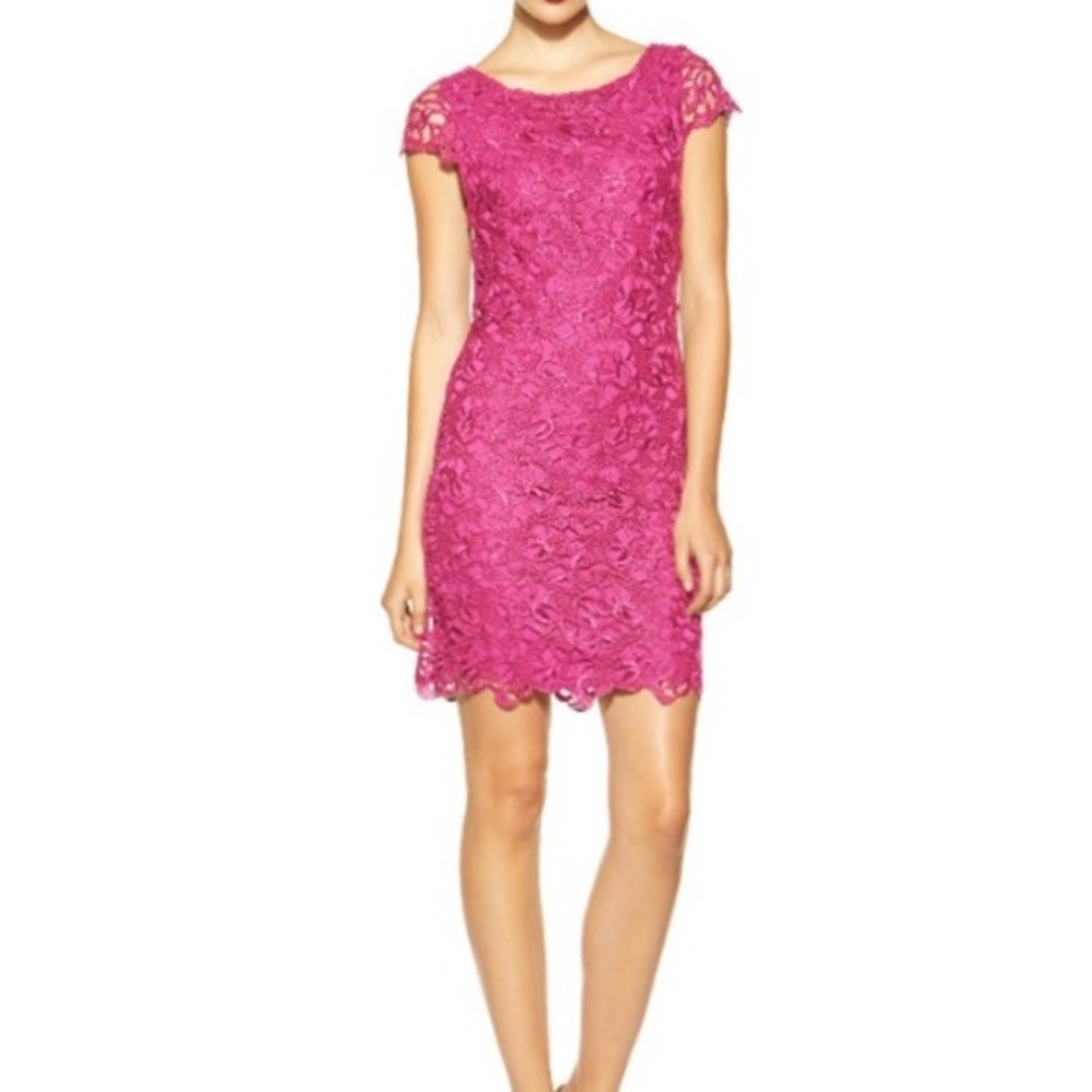 Alice + Olivia Lace Cut Out Back Dress Hot Pink